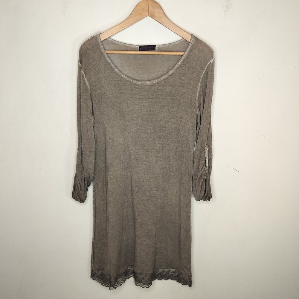 Seduzione Italy Long Sleeve Tunic One Size Lace Hem Mohair Viscose